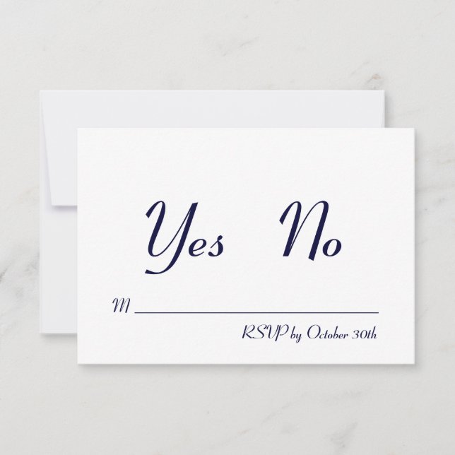 Simple & Stylish Navy and White RSVP Invitation (Front)