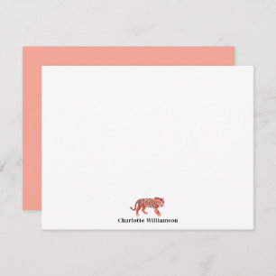 Simple Stylish Personalized Stationery Pink Tiger Note Card