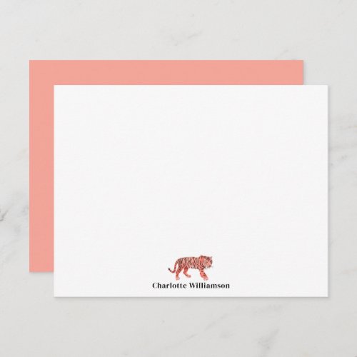 Simple Stylish Personalized Stationery Pink Tiger Note Card