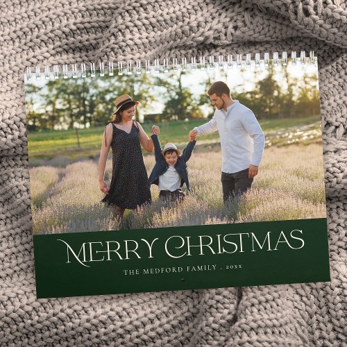 Simple Stylish Photo Christmas Floral Back Calendar