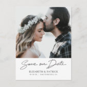 Simple Stylish Photo Save the Date Wedding  Invitation Postcard (Front)