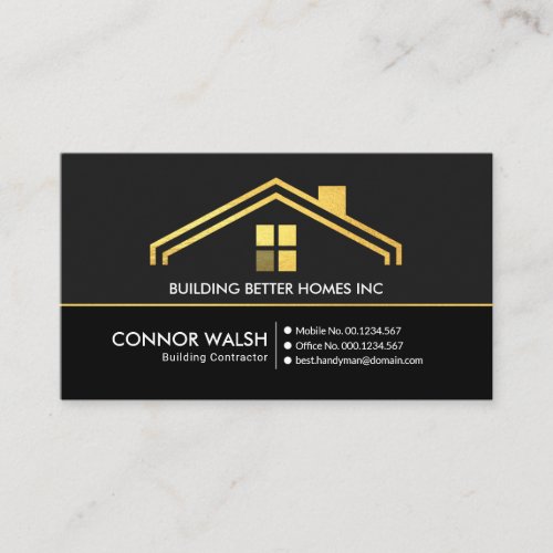Simple Stylish Professional Gold Rooftop Building Business Card