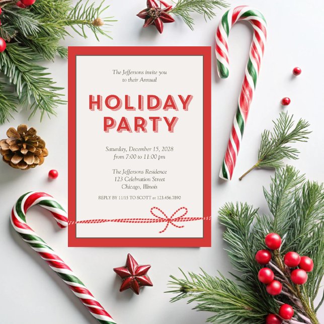 Simple Stylish Red Annual Holiday Party Invitation (Creator Uploaded)
