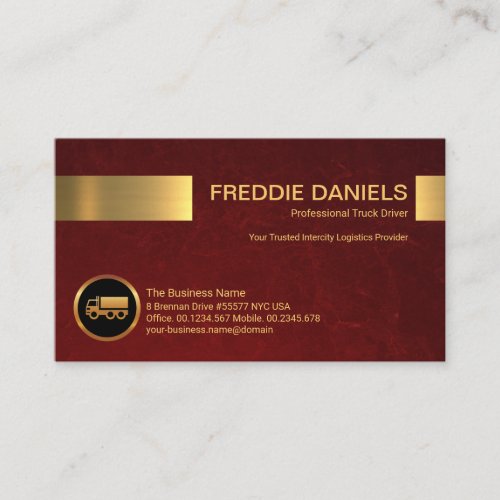 Simple Stylish Red Grunge Gold Stripe Startup Business Card