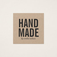 Simple Stylish Rustic Handmade Kraft Square Business Card