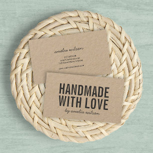 Simple Stylish Rustic Handmade with Love Kraft Business Card