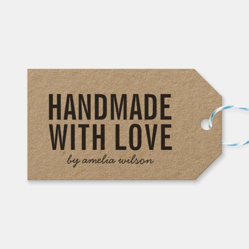 Simple Stylish Rustic Handmade with Love Kraft Gift Tags