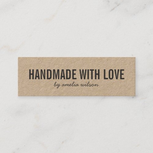 Simple Stylish Rustic Handmade with Love Kraft Mini Business Card