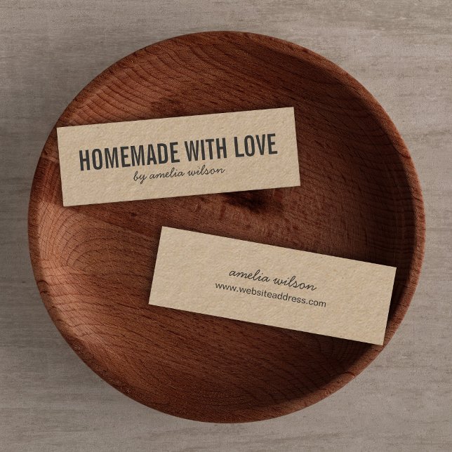 Simple Stylish Rustic Homemade with Love Kraft Mini Business Card (Creator Uploaded)