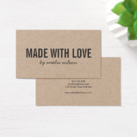 Simple Stylish Rustic Made with Love Kraft Business Card