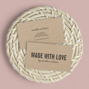 Simple Stylish Rustic Made with Love Kraft Business Card