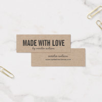 Simple Stylish Rustic Made with Love Kraft Mini Business Card