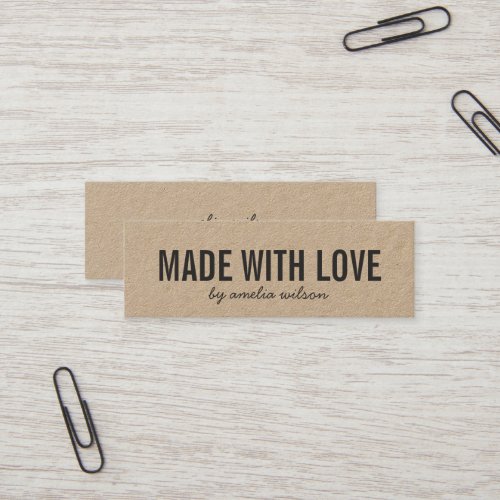 Simple Stylish Rustic Made with Love Kraft Mini Business Card