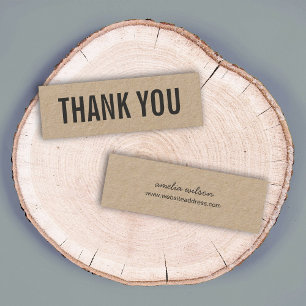 Simple Stylish Rustic Thank You Kraft Mini Business Card