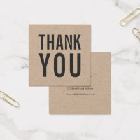Simple Stylish Rustic Thank You Kraft Square Business Card