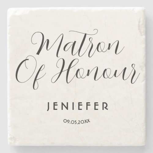 Simple Stylish Script Bridesmaid Personalized Name Stone Coaster