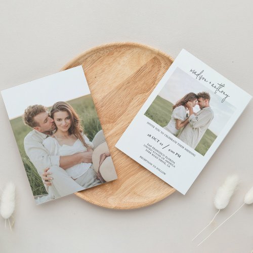 Simple Stylish Script with Photo Wedding  Invitation