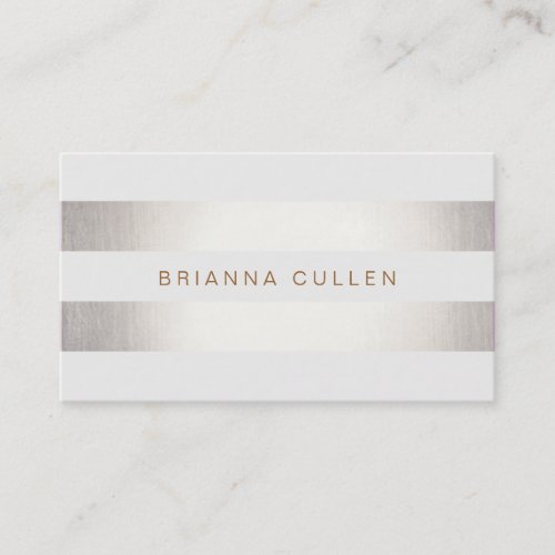 Simple Stylish Striped Silver Metallic Elegant Business Card Template