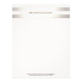 Simple Stylish Striped FAUX Silver Elegant 2 Letterhead