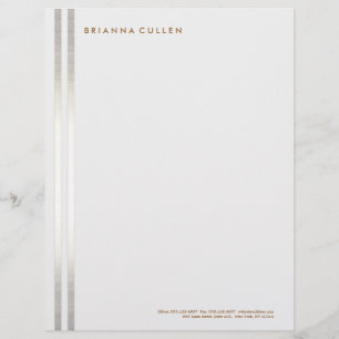 Simple Stylish Striped FAUX Silver Elegant 2 Letterhead