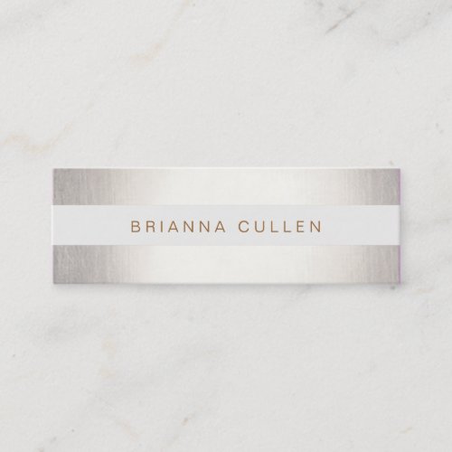 Simple Stylish Striped FAUX Silver Elegant Mini Business Card