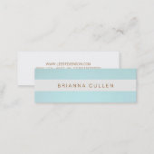 Simple Stylish Striped Turquoise Blue Elegant Mini Business Card (Front/Back)