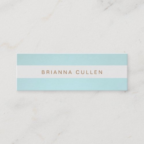 Simple Stylish Striped Turquoise Blue Elegant Mini Business Card