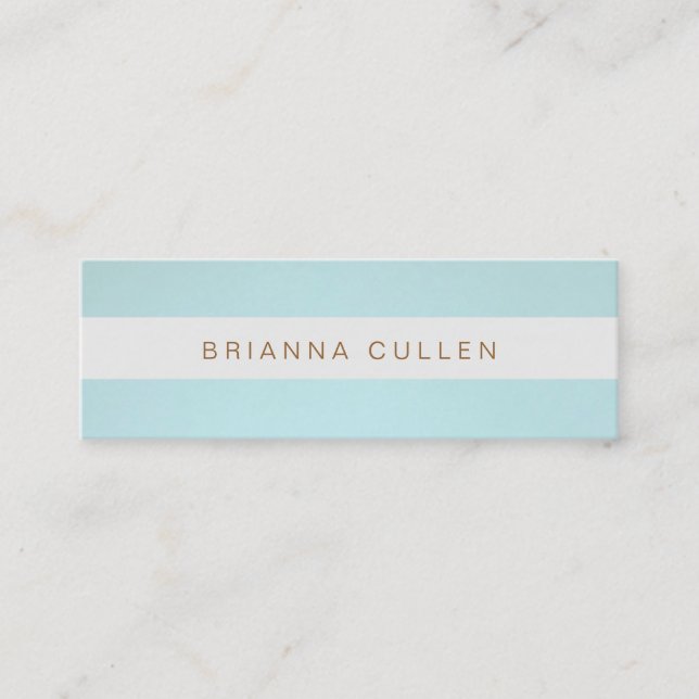 Simple Stylish Striped Turquoise Blue Elegant Mini Business Card (Front)