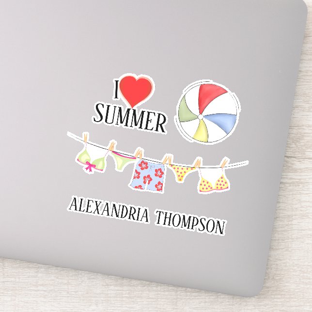 Simple Stylish Summer Swimsuits Beach Balls Sticker (Detail)
