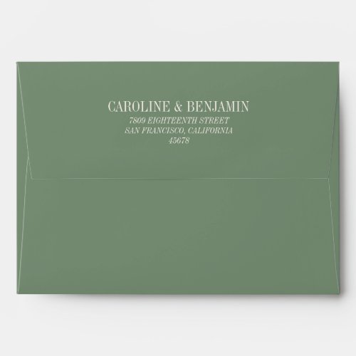 Simple Stylish Typography Elegant Green Wedding Envelope