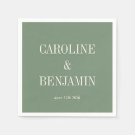 Simple Stylish Typography Elegant Green Wedding Napkins