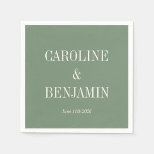 Simple Stylish Typography Elegant Green Wedding Napkins