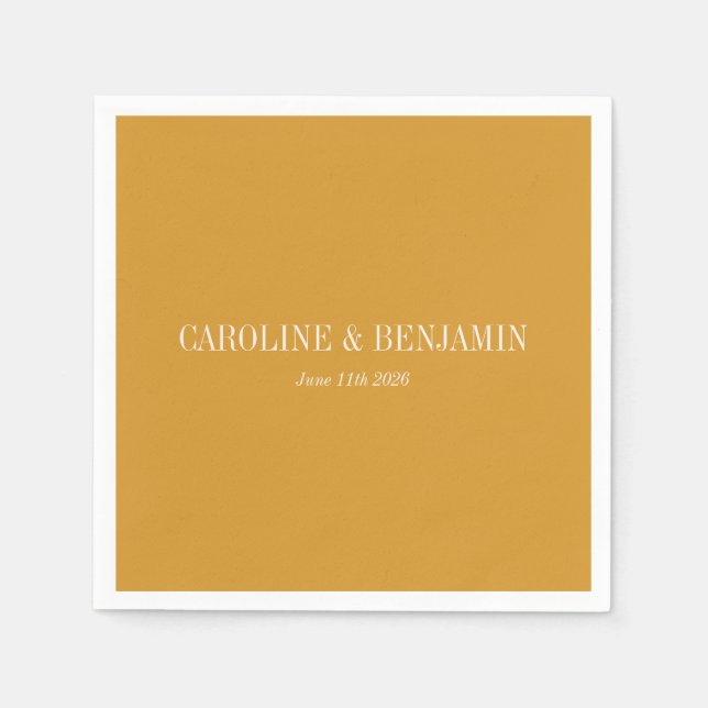 Simple Stylish Typography Elegant Ochre Wedding Napkins (Front)