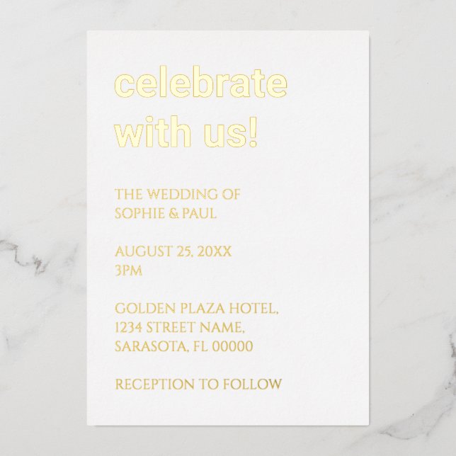 Simple Stylish Wedding Foil Invitation (Front)