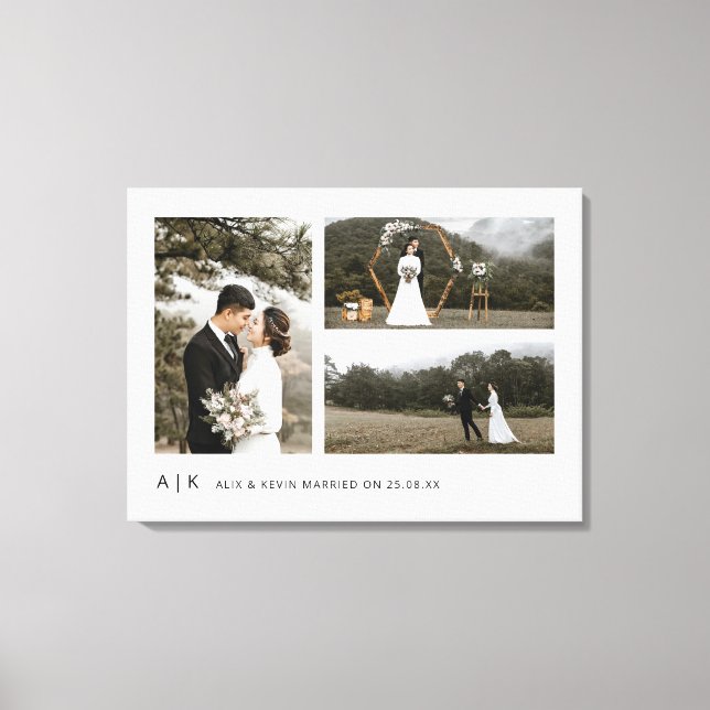 Simple Stylish Wedding Memory Keepsake Photo Canvas Print (Front)