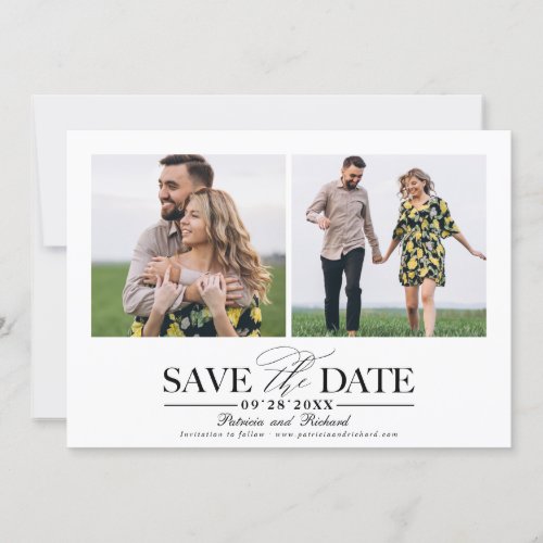 Simple Stylish Wedding Save The  Date 2 Photo Invitation