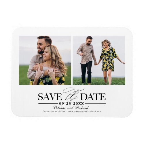 Simple Stylish Wedding Save The  Date 2 Photo Magnet