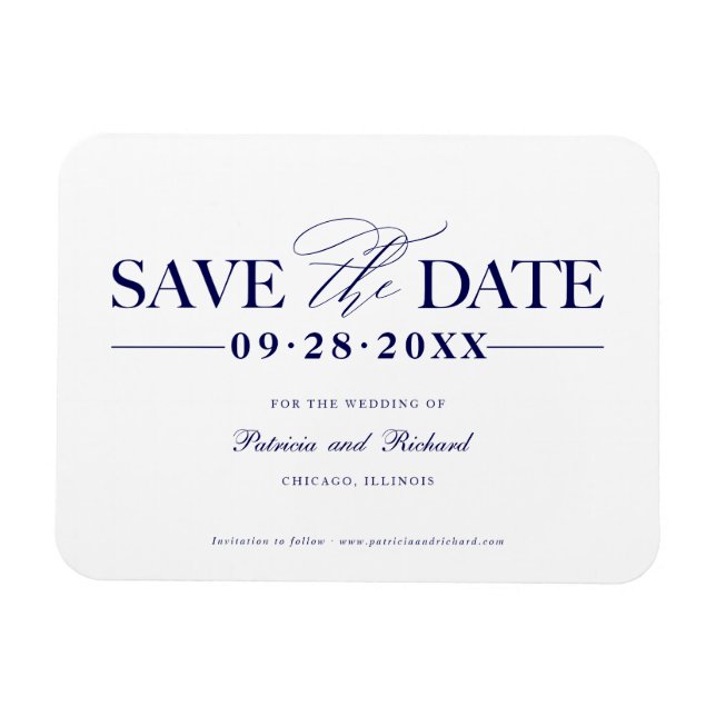 Simple Stylish Wedding Save The  Date Non Photo Magnet (Horizontal)