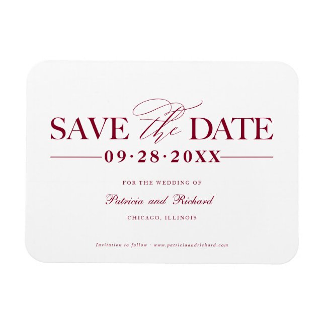 Simple Stylish Wedding Save The  Date Non Photo Magnet (Horizontal)