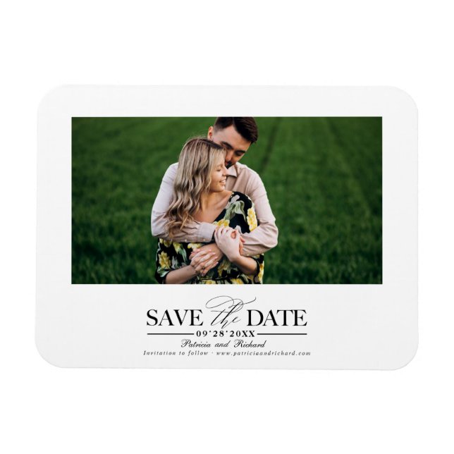Simple Stylish Wedding Save The  Date Photo Magnet (Horizontal)