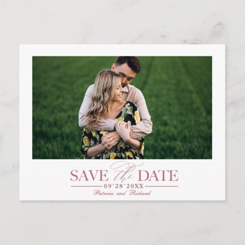 Simple Stylish Wedding Save The  Date Photo Postcard