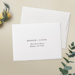 Simple Stylish White Wedding Return Address RSVP Envelope<br><div class="desc">These white pre-addressed RSVP return address envelopes are easy to customize with your details. We've made the address a standard black, but you can easily change the color to suit your style. In that case, you might see a color in the editing tools that you like, or if you have...</div>