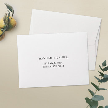 Simple Stylish White Wedding Return Address Rsvp Envelope by goattreedesigns at Zazzle