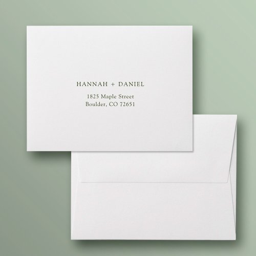 Simple Stylish White Wedding Return Address RSVP Envelope