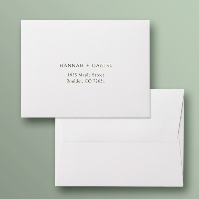 Simple Stylish White Wedding Return Address RSVP Envelope (Creator Uploaded)