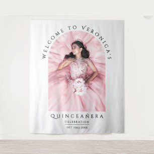 Simple Stylish White With Classical Typo Photo Tapestry