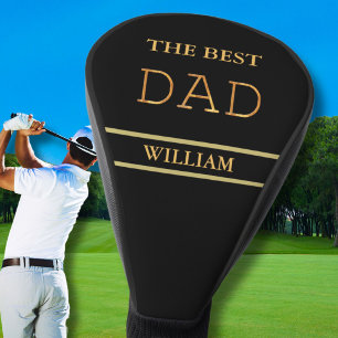 Simple Stylish Wood Texture Look DAD Name Golf Head Cover