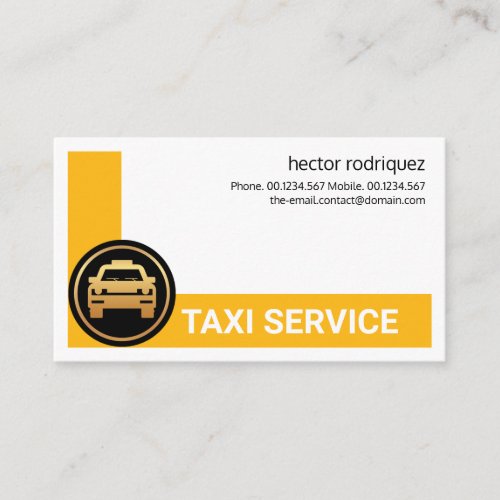 Simple Stylish Yellow Corner Taxi Driver Business Card