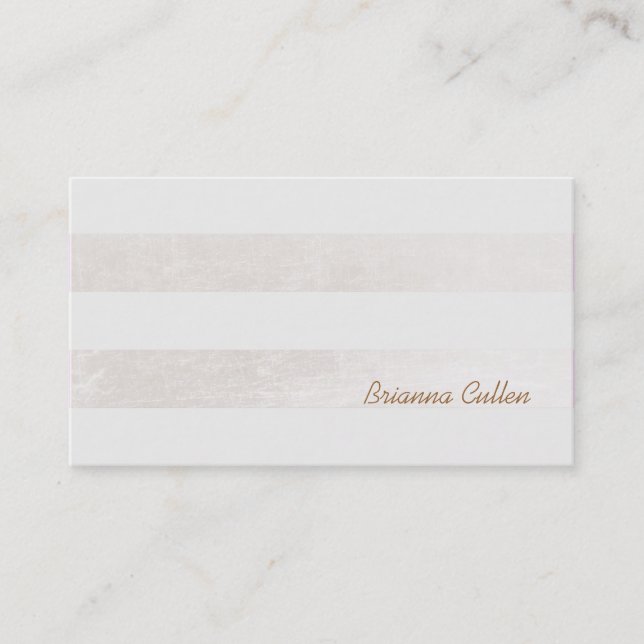 Simple Subtle Striped Elegant White Foil Look Business Card (Front)