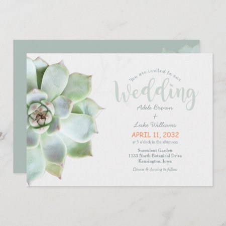 Simple Succulent Country Wedding Invitation